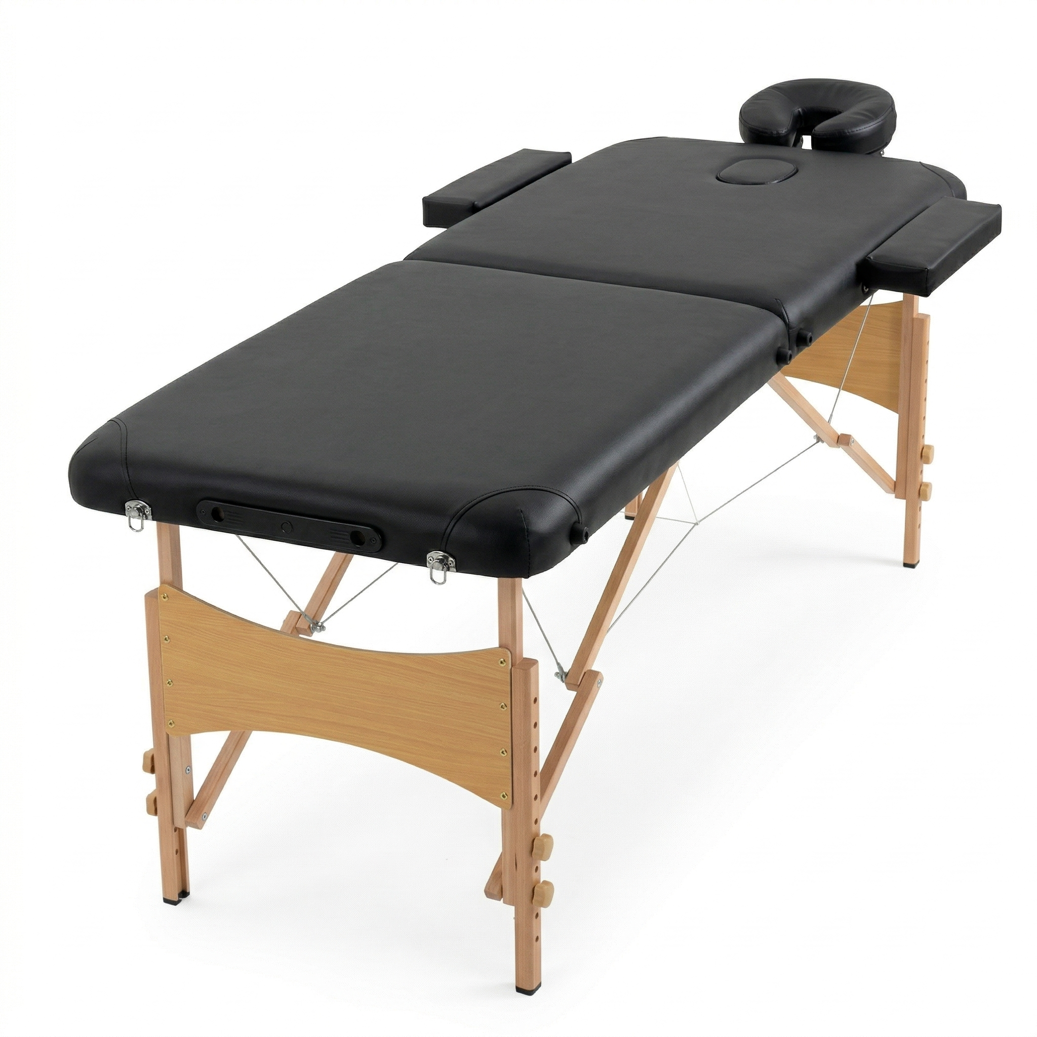 table massage pliante bois cuir noir 2 zones