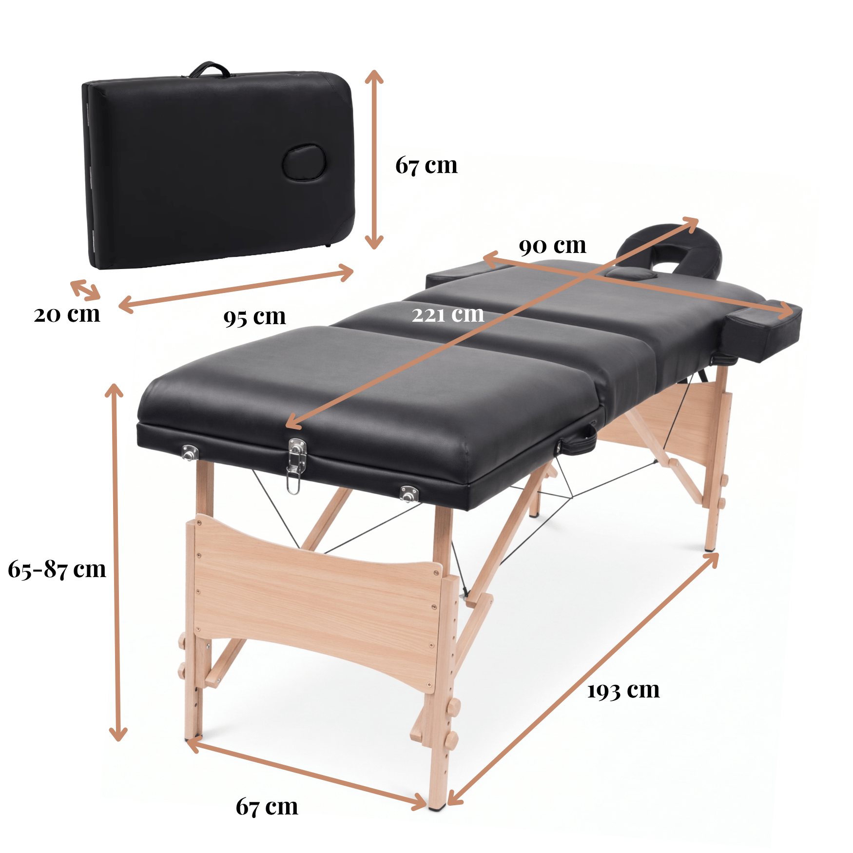 dimensions table massage pliante modele stella