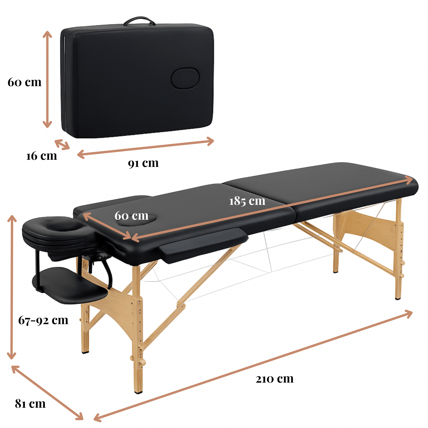 dimensions table massage pliante modele elora