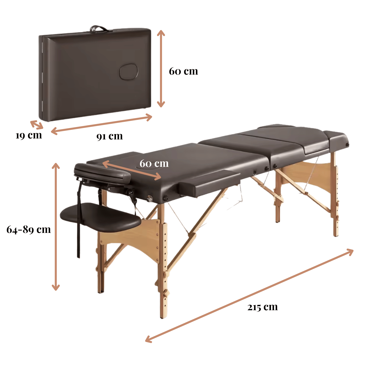 dimensions table massage pliante modele sofia